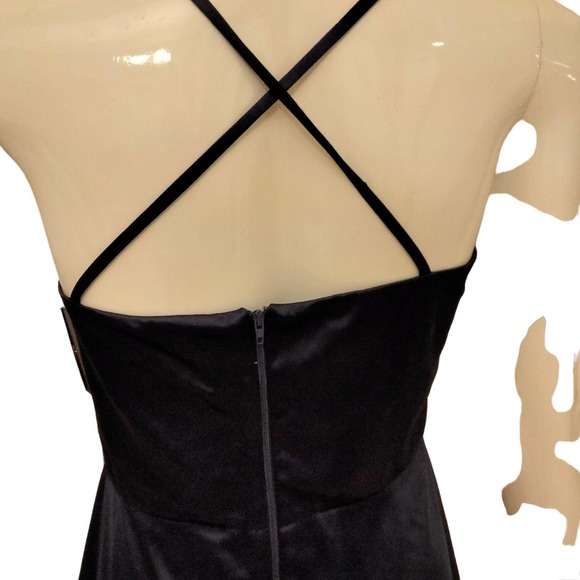 By&by Navy blue satin evening dress crisscross back size 11 - Picture 4 of 8